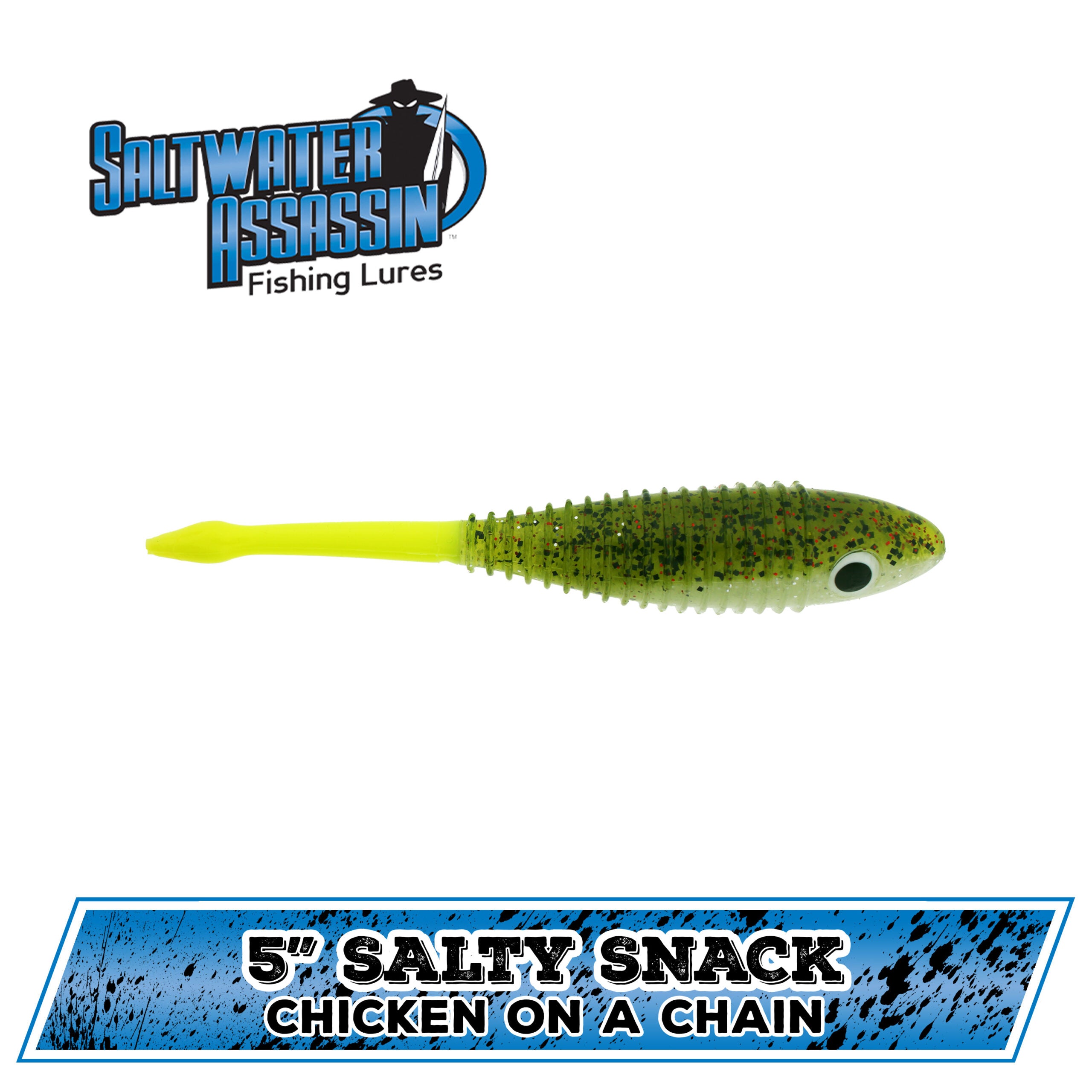 chicken on a chain fishing lure 5" Salty Snack-4 CT – Bass Assassin Lures, Inc