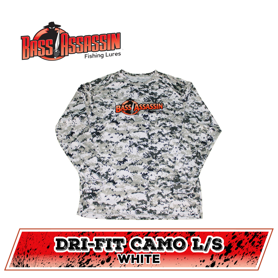 White Digital Camo Dri-Fit Bass Assassin Logo Long Sleeve