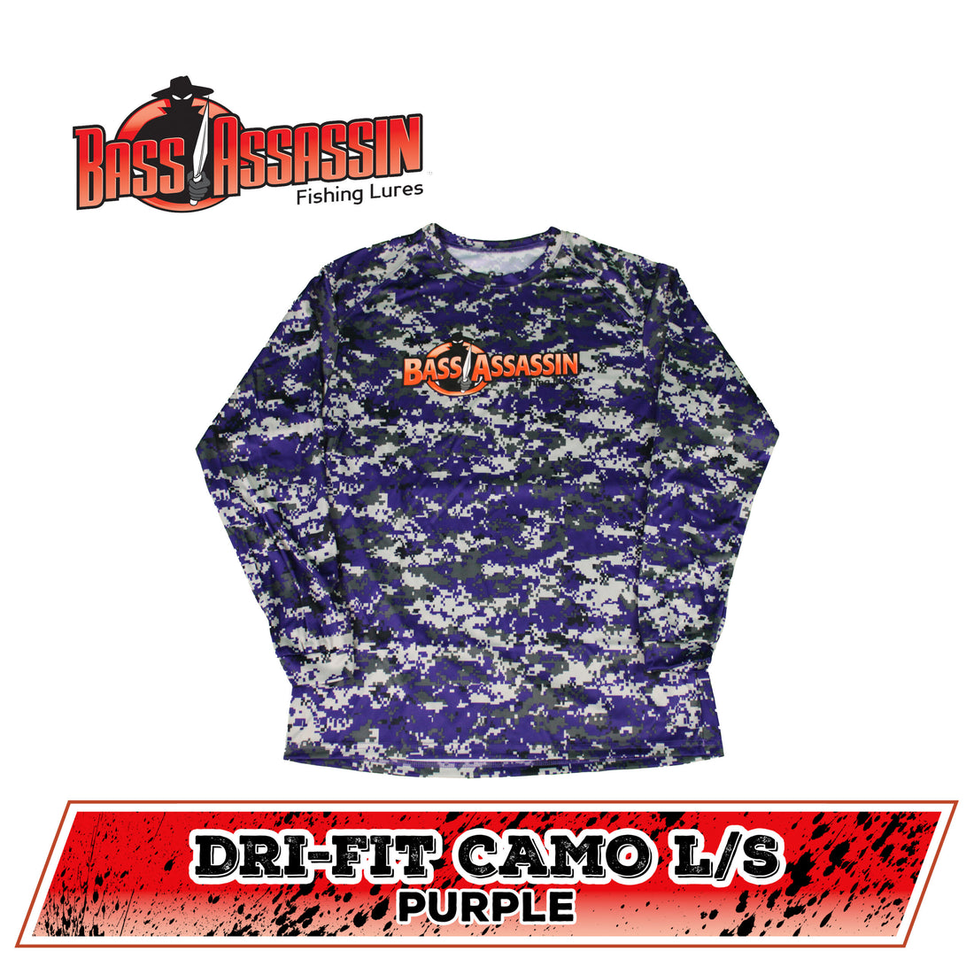 Purple Digital Camo Dri-Fit Bass Assassin Logo Long Sleeve