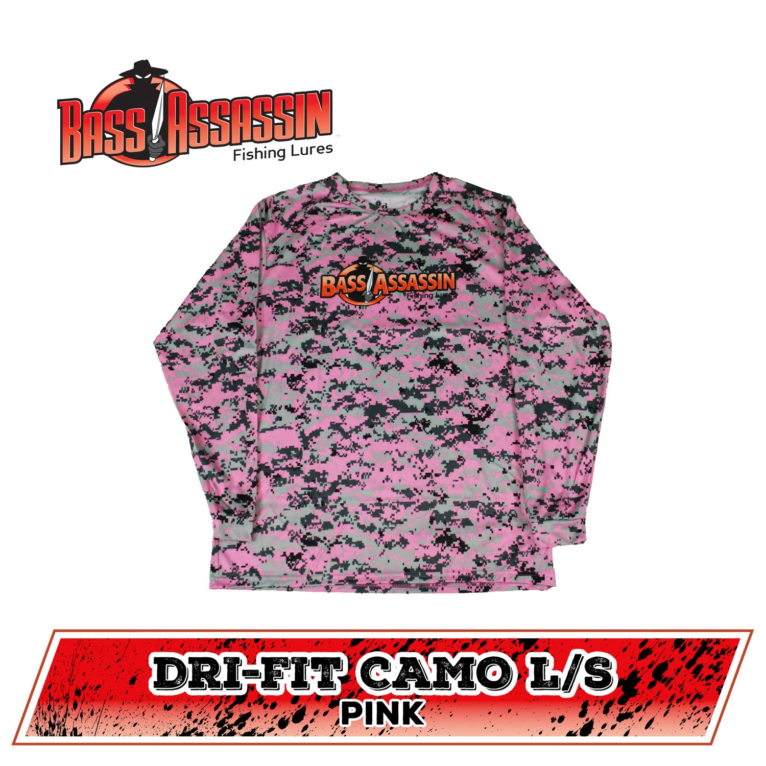 Pink Digital Camo Dri-Fit Bass Assassin Logo Long Sleeve