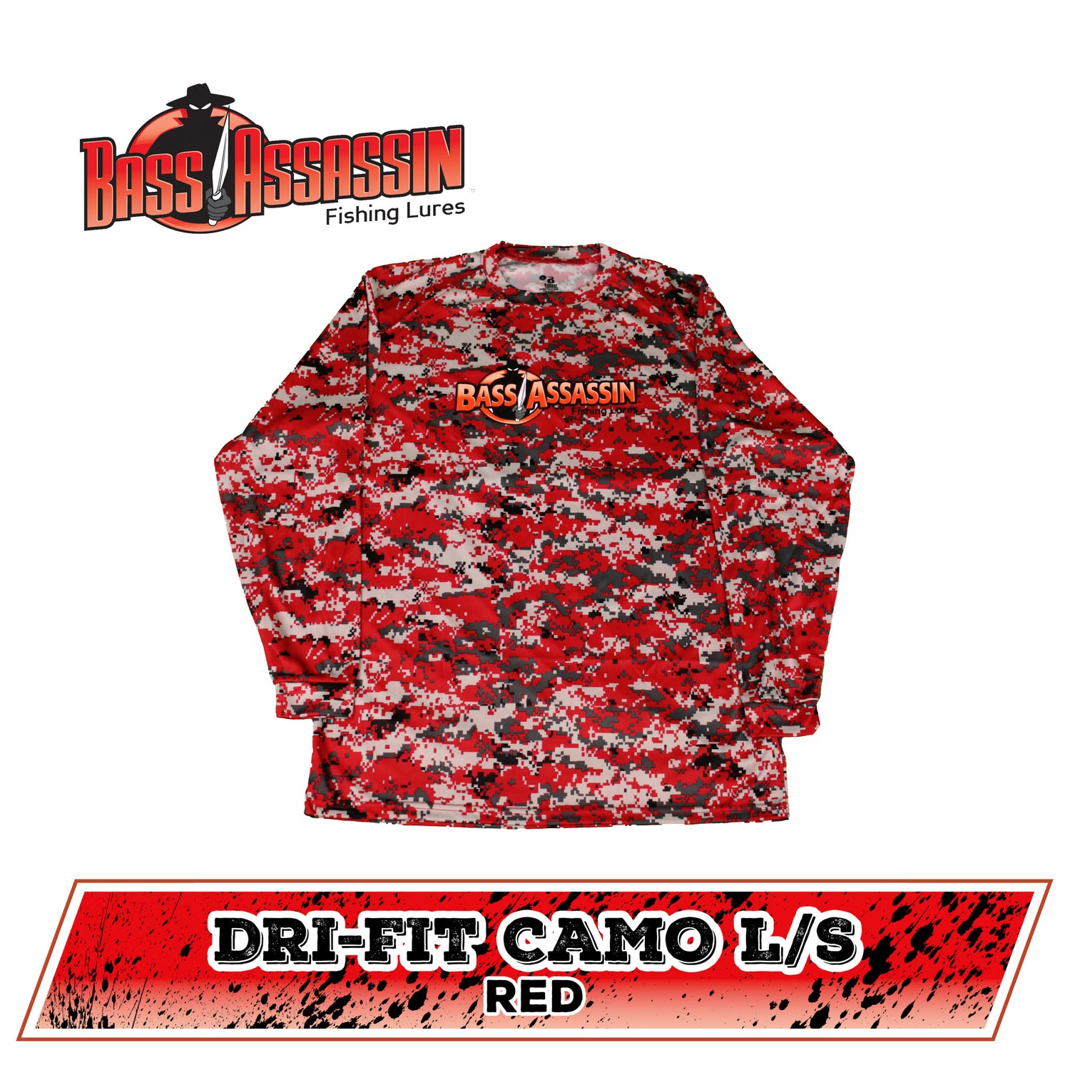 Red Digital Camo Dri-Fit Bass Assassin Logo Long Sleeve