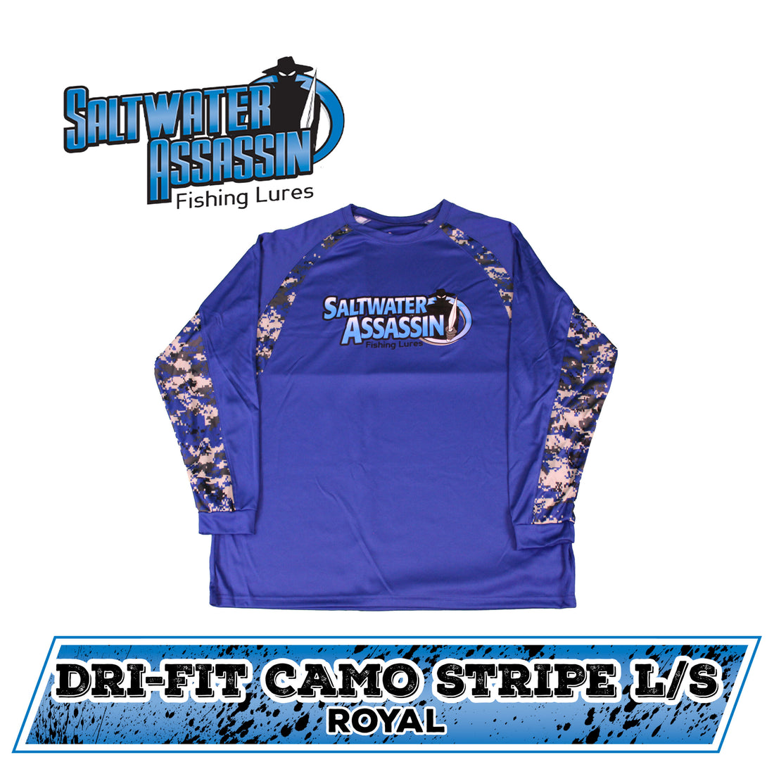 Royal Digital Camo Stripe Saltwater Assassin Logo Long Sleeve
